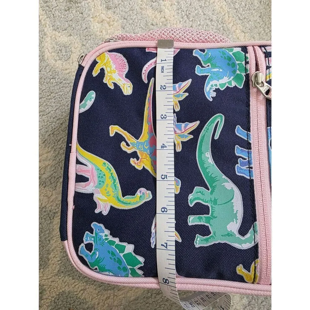 Pottery Barn Mackenzie Classic Pink Dino Dinosaur Lunch Bag NWOT